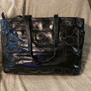 Coach patent leather diaper tote